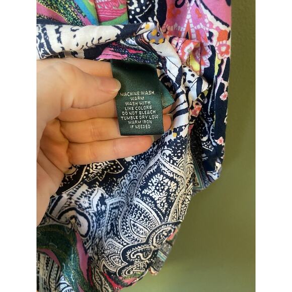 Ralph Lauren LRL Blouse Womens Medium 100% Cotton AOP Paisley Multicolor Shirt - Picture 4 of 9